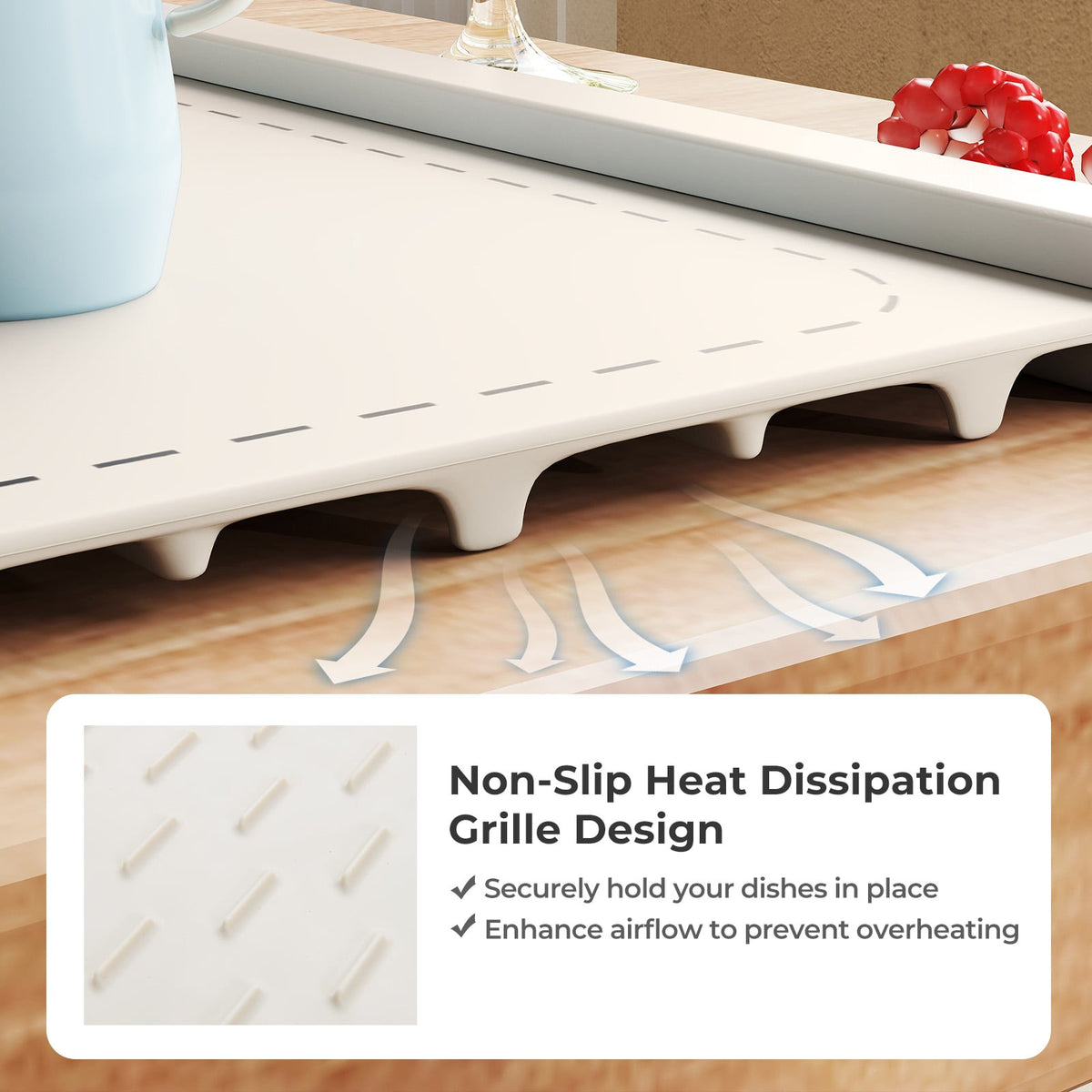 Food Warming Mat Rollable and Portable Electric Warming Tray with Fasting Heating-Beige-Food Warmers & Burners-DECOROLALA