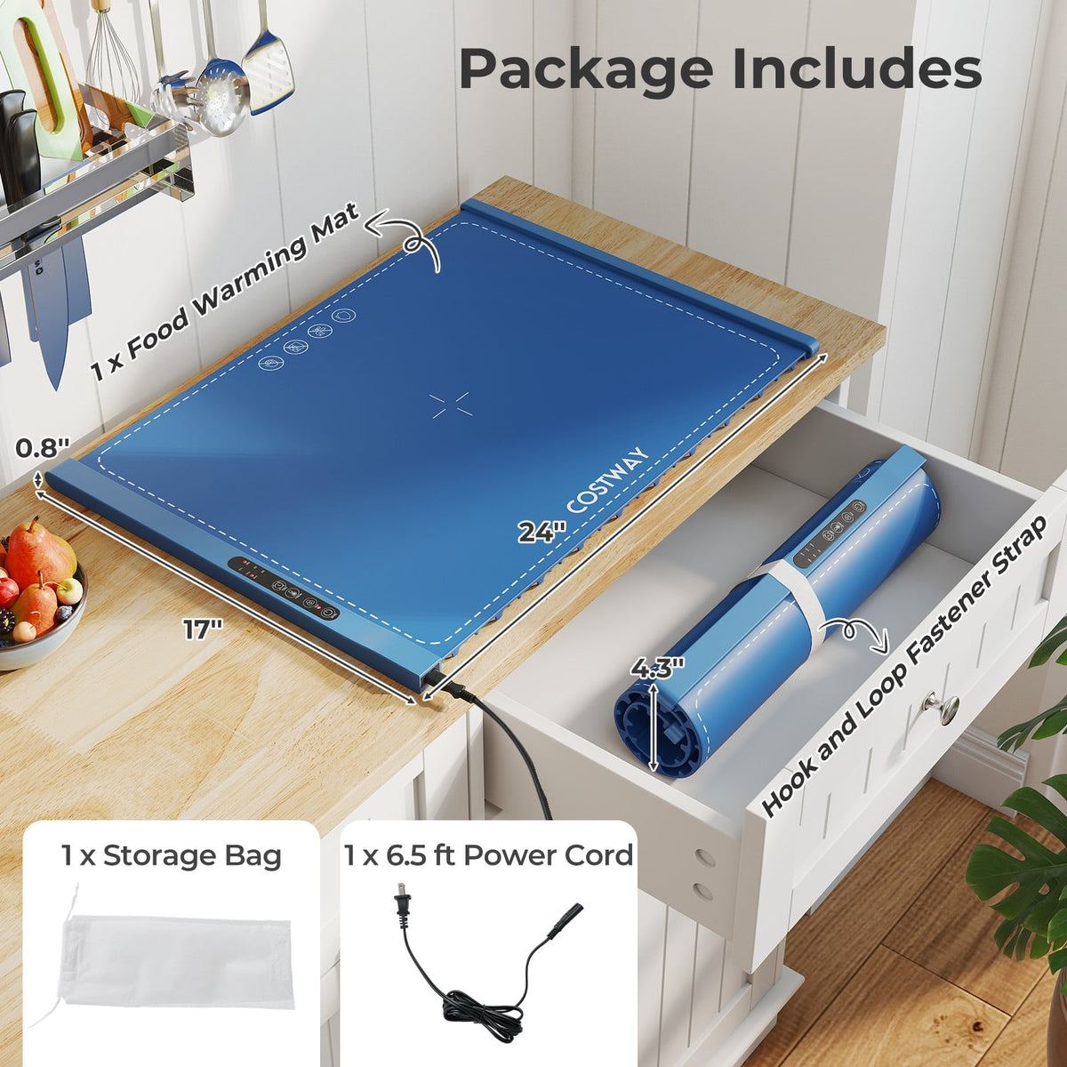 Food Warming Mat Rollable and Portable Electric Warming Tray with Fasting Heating-Blue-Food Warmers & Burners-DECOROLALA