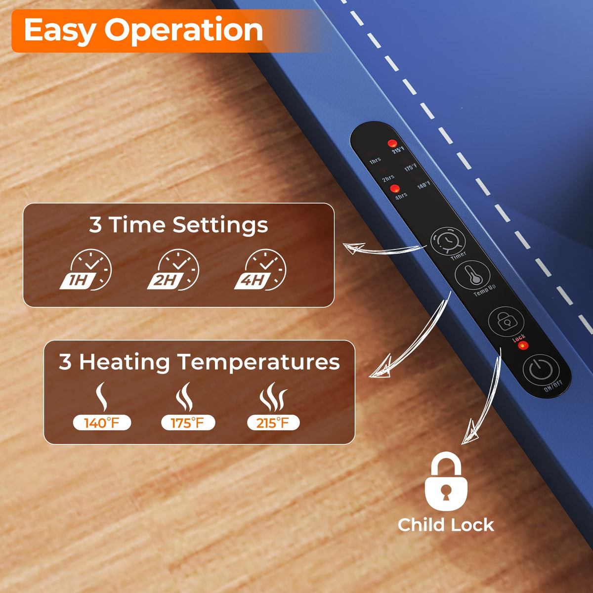 Food Warming Mat Rollable and Portable Electric Warming Tray with Fasting Heating-Blue-Food Warmers & Burners-DECOROLALA