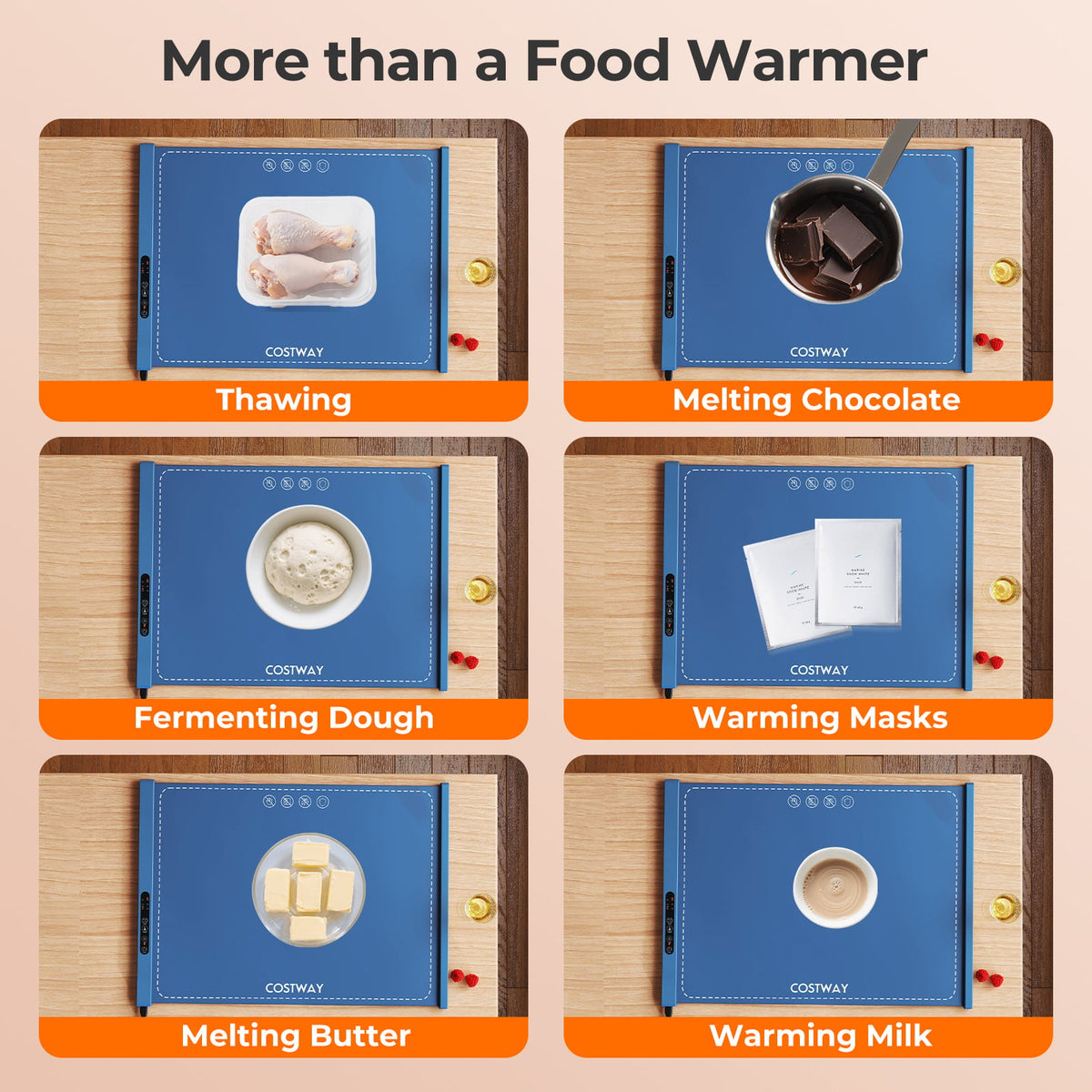 Food Warming Mat Rollable and Portable Electric Warming Tray with Fasting Heating-Blue-Food Warmers & Burners-DECOROLALA