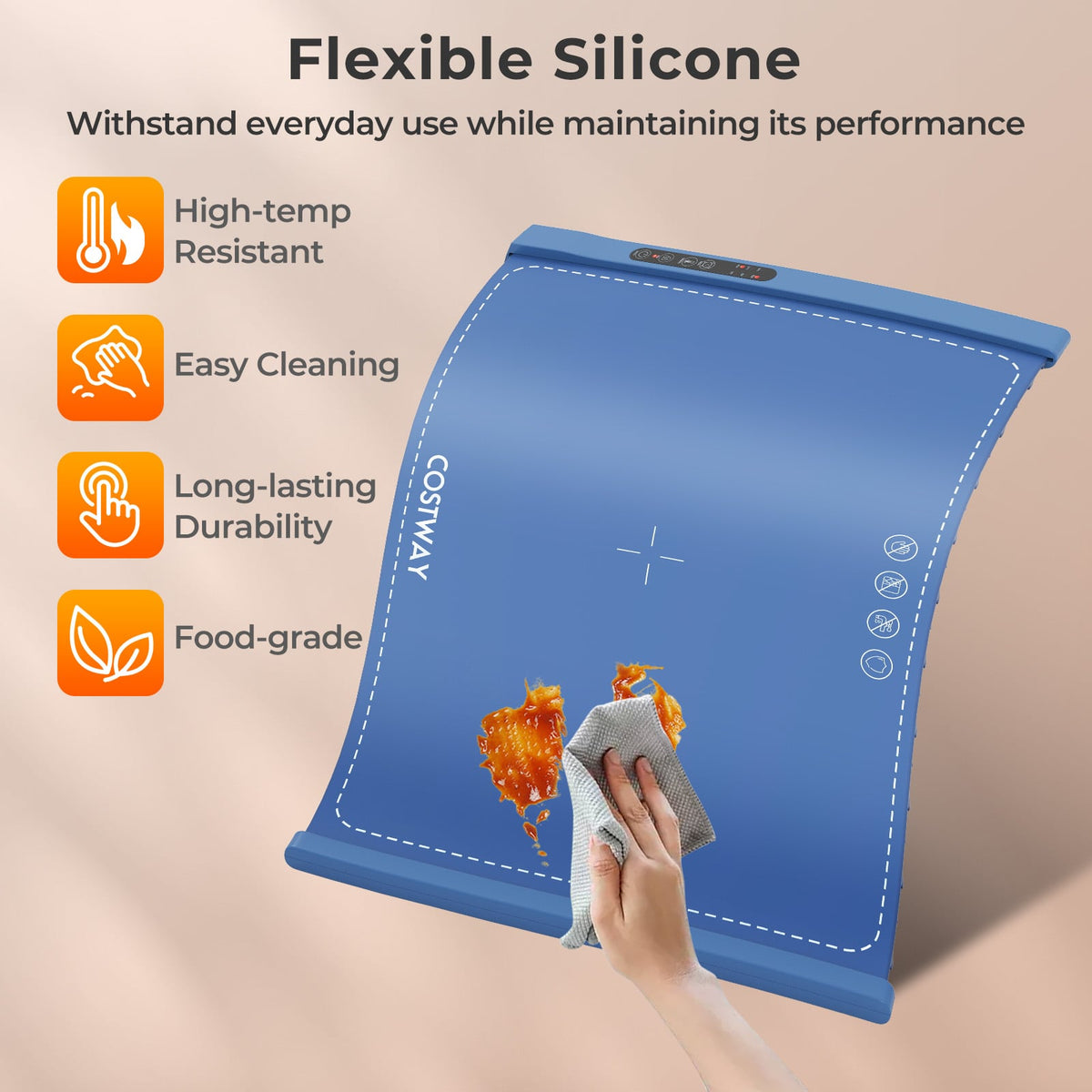 Food Warming Mat Rollable and Portable Electric Warming Tray with Fasting Heating-Blue-Food Warmers & Burners-DECOROLALA