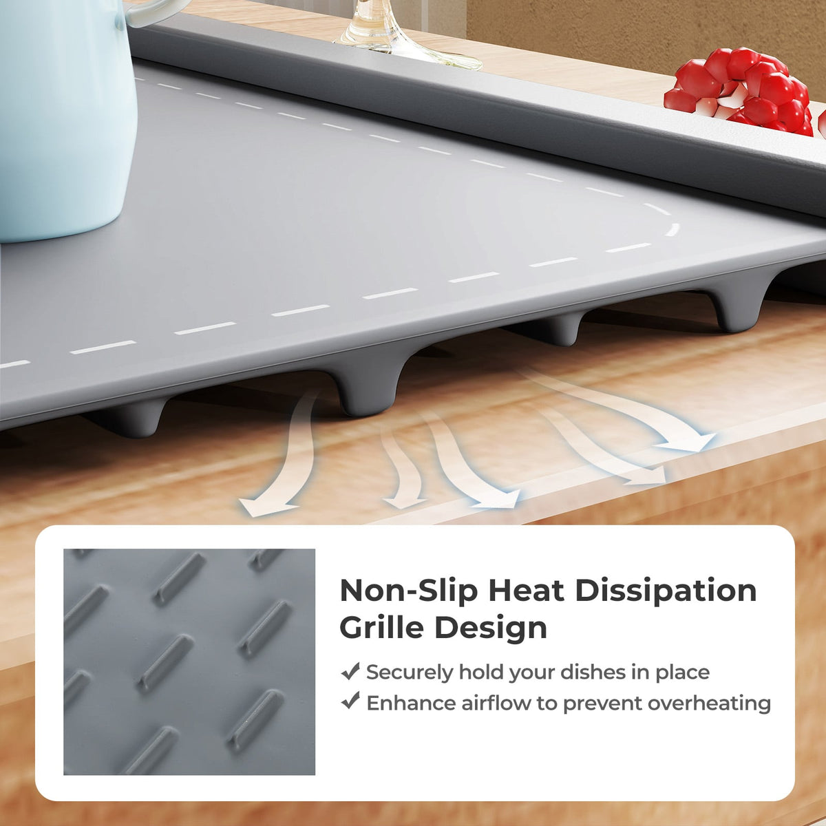 Food Warming Mat Rollable and Portable Electric Warming Tray with Fasting Heating-Gray-Food Warmers & Burners-DECOROLALA