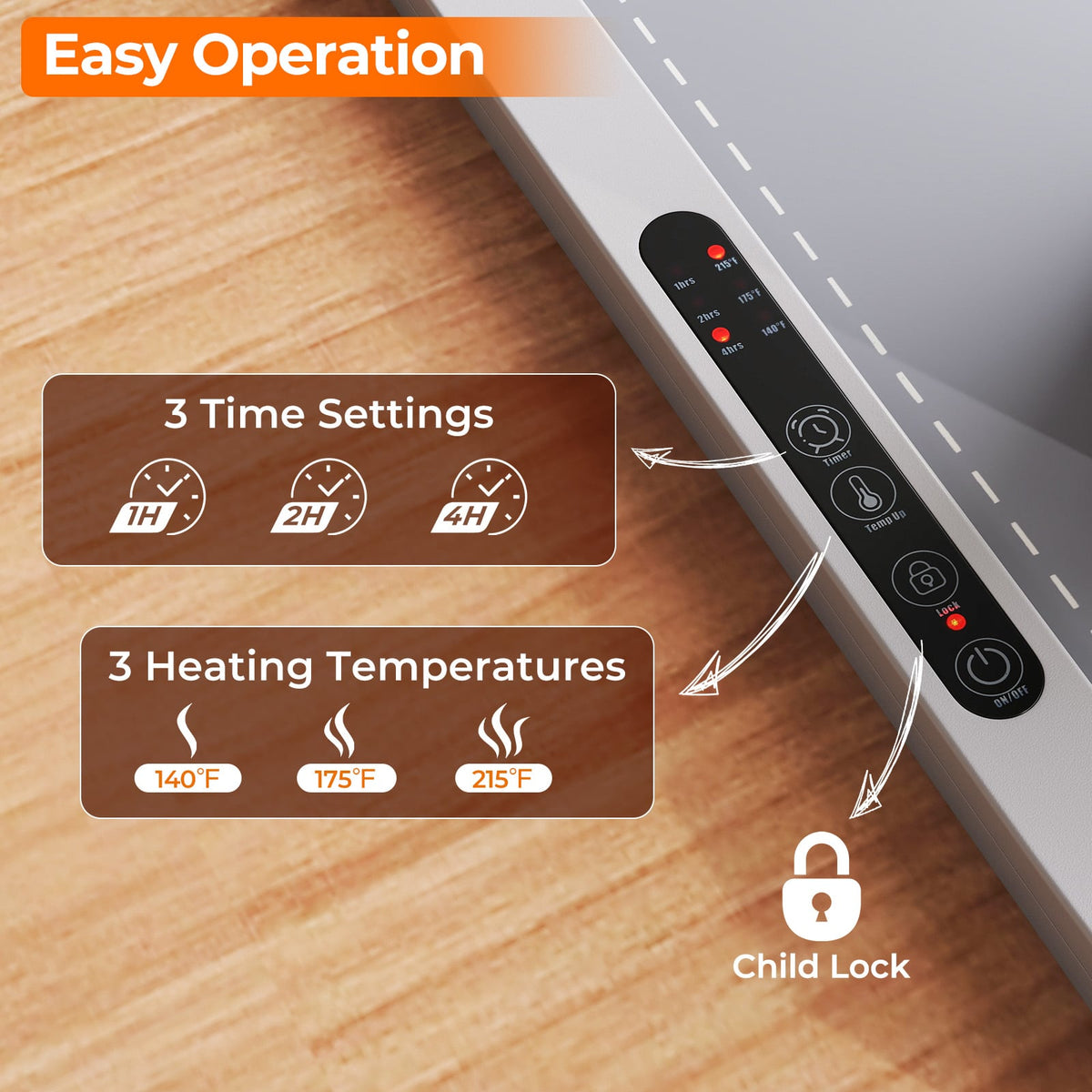 Food Warming Mat Rollable and Portable Electric Warming Tray with Fasting Heating-Gray-Food Warmers & Burners-DECOROLALA
