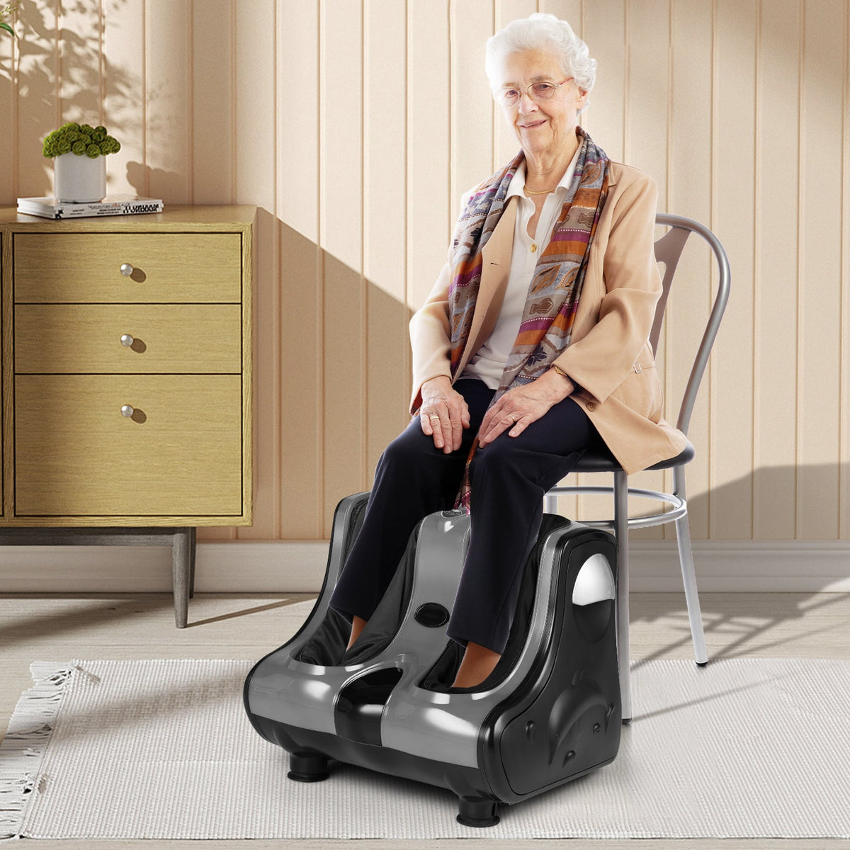 Foot and Calf Massager Shiatsu Foot Massager Machine with Tilt Base-Gray-Foot Massager-DECOROLALA