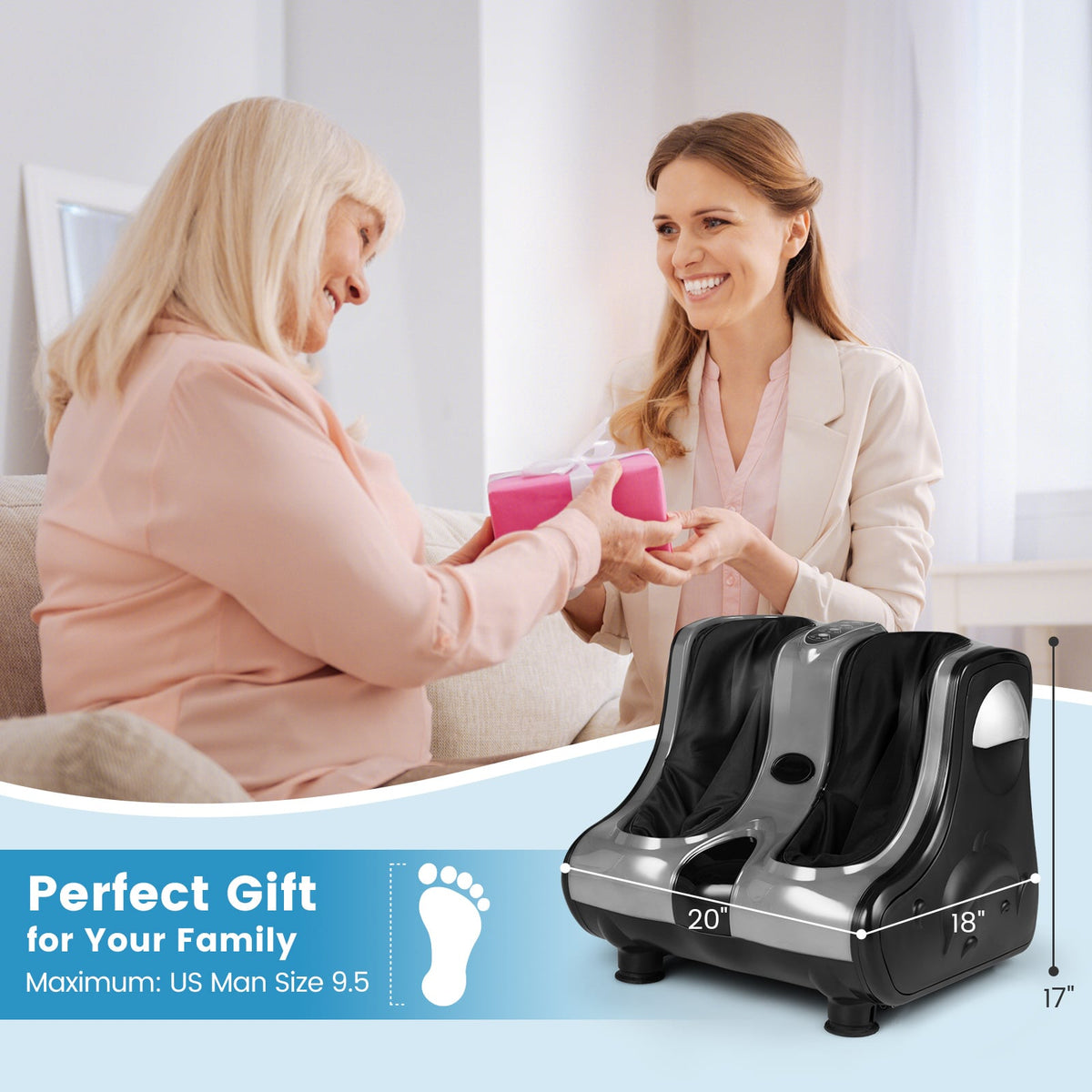 Foot and Calf Massager Shiatsu Foot Massager Machine with Tilt Base-Gray-Foot Massager-DECOROLALA