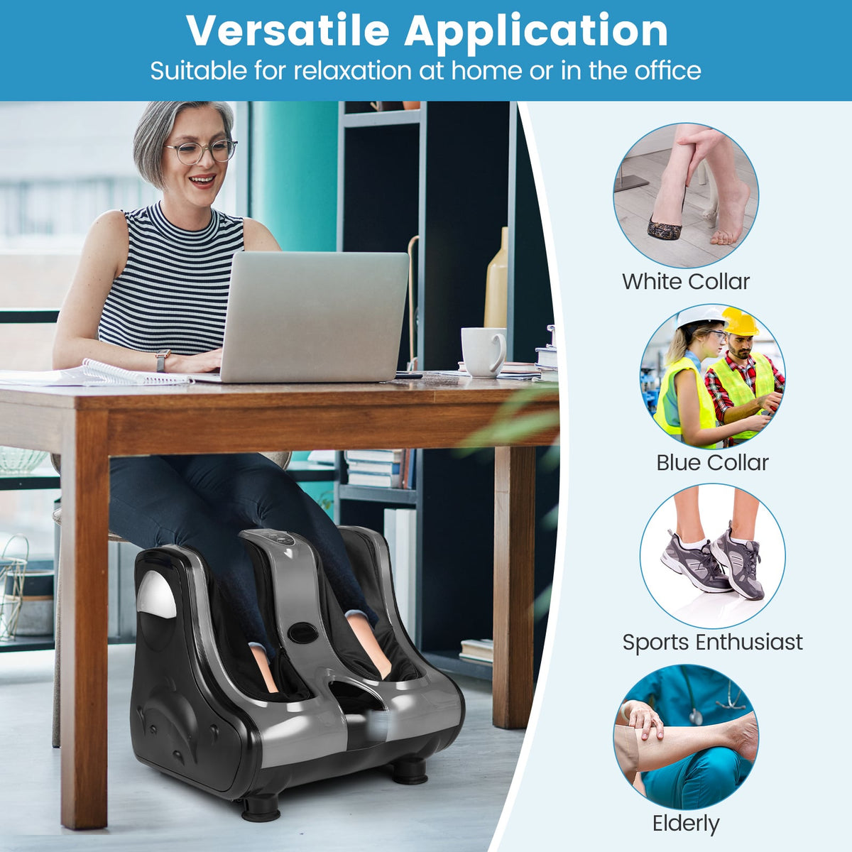 Foot and Calf Massager Shiatsu Foot Massager Machine with Tilt Base-Gray-Foot Massager-DECOROLALA