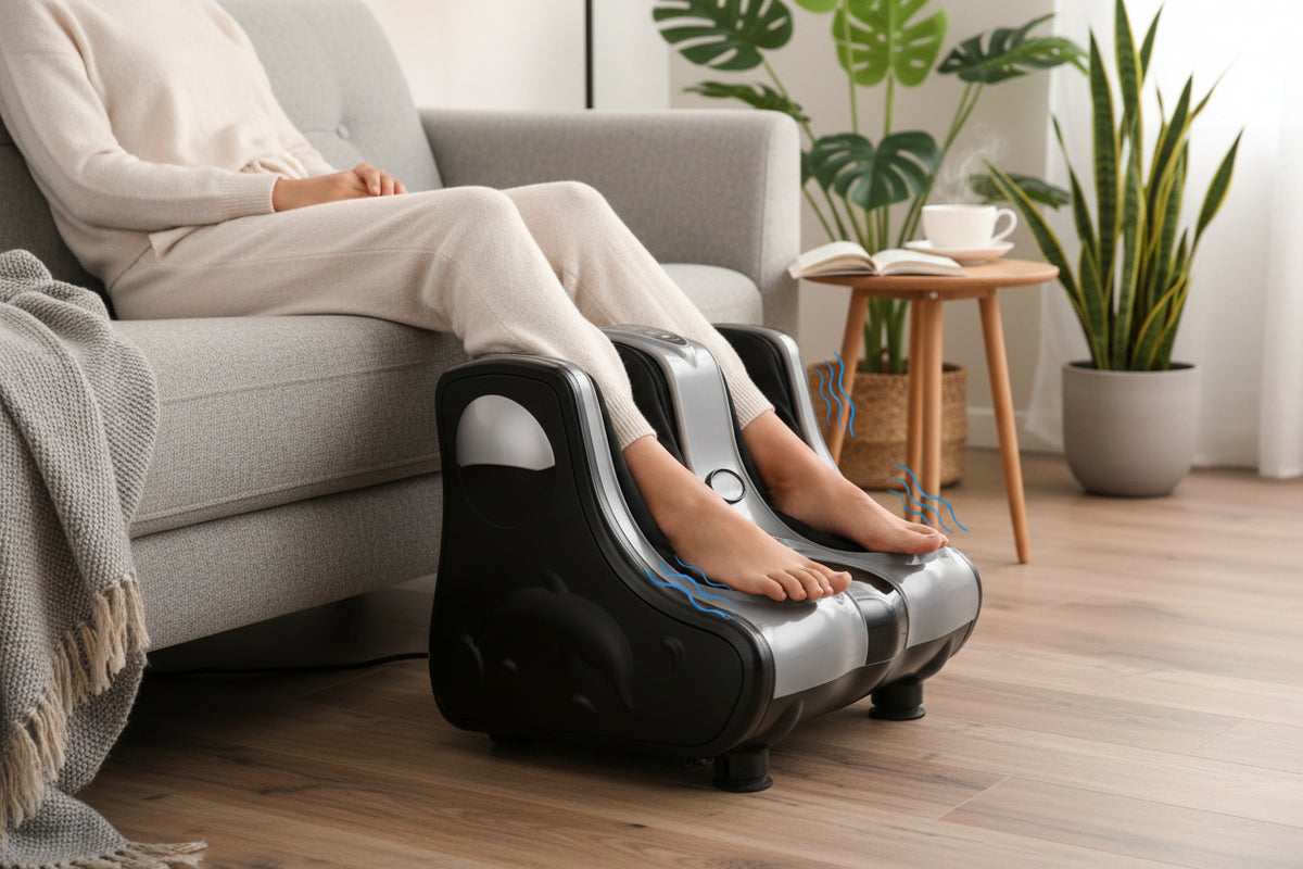 Foot and Calf Massager Shiatsu Foot Massager Machine with Tilt Base-Gray-Foot Massager-DECOROLALA
