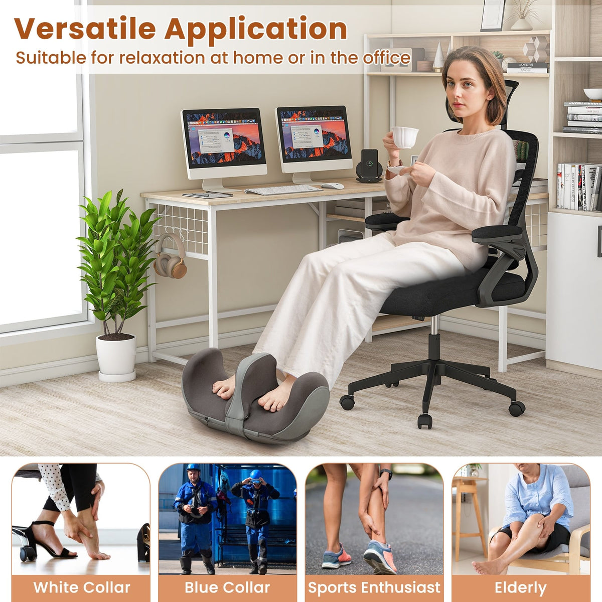 Foot and Calf Massager with Heat Gift for Women Men Mom Dad-Gray-Foot Massager-DECOROLALA