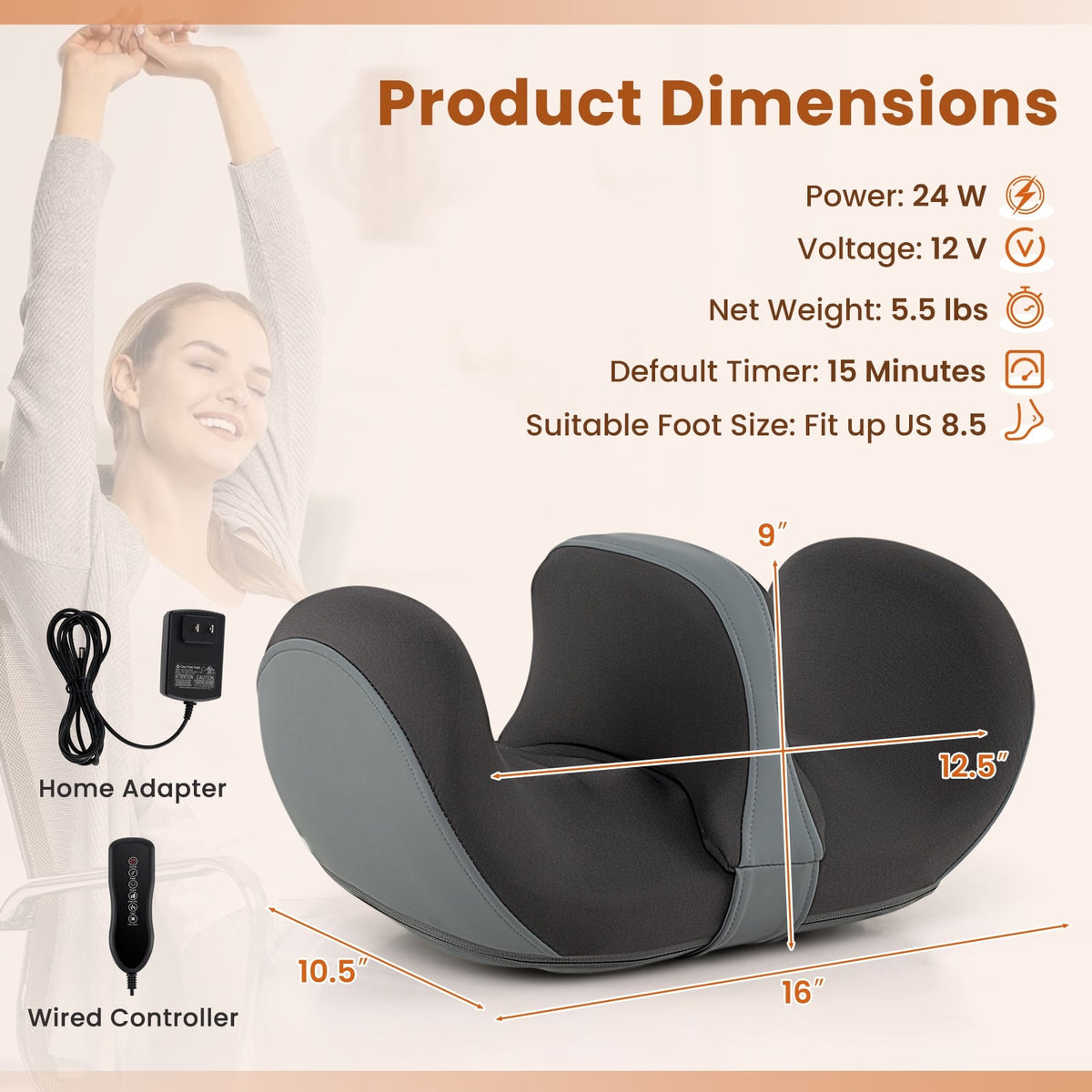 Foot and Calf Massager with Heat Gift for Women Men Mom Dad-Gray-Foot Massager-DECOROLALA