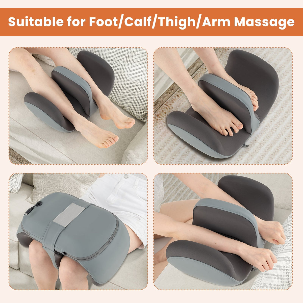 Foot and Calf Massager with Heat Gift for Women Men Mom Dad-Gray-Foot Massager-DECOROLALA