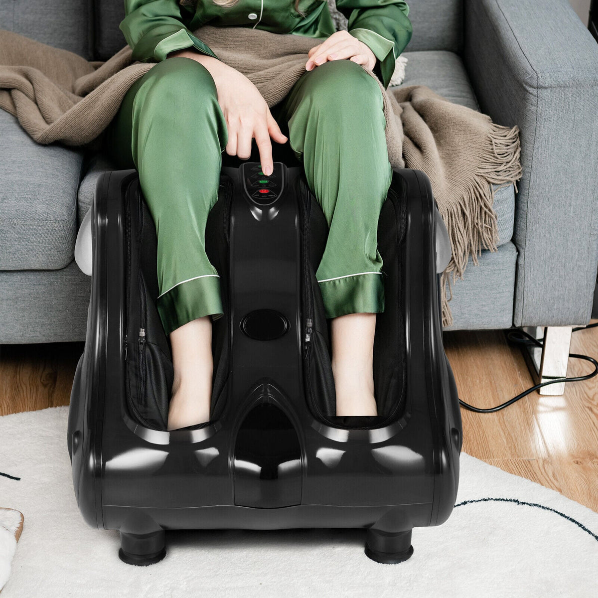 Foot and Calf Massager with Heat Vibration Deep Kneading and Shiatsu-Black-Foot Massager-DECOROLALA