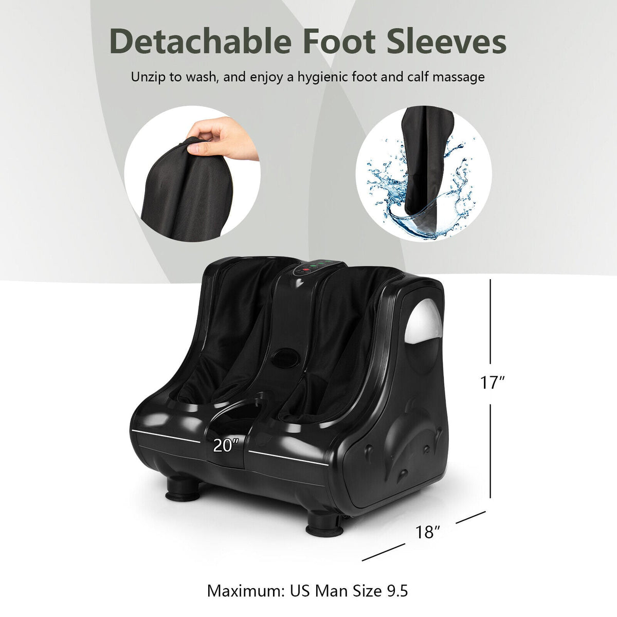 Foot and Calf Massager with Heat Vibration Deep Kneading and Shiatsu-Black-Foot Massager-DECOROLALA
