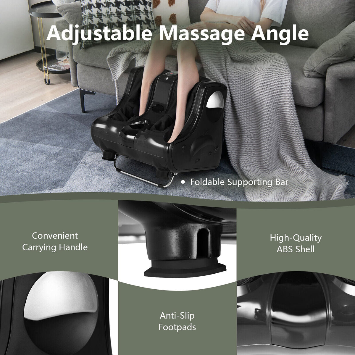 Foot and Calf Massager with Heat Vibration Deep Kneading and Shiatsu-Black-Foot Massager-DECOROLALA