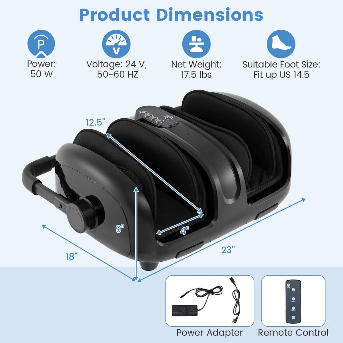 Foot and Calf Massager with Heat for Blood Circulation Pain Relief-Black-Foot Massager-DECOROLALA
