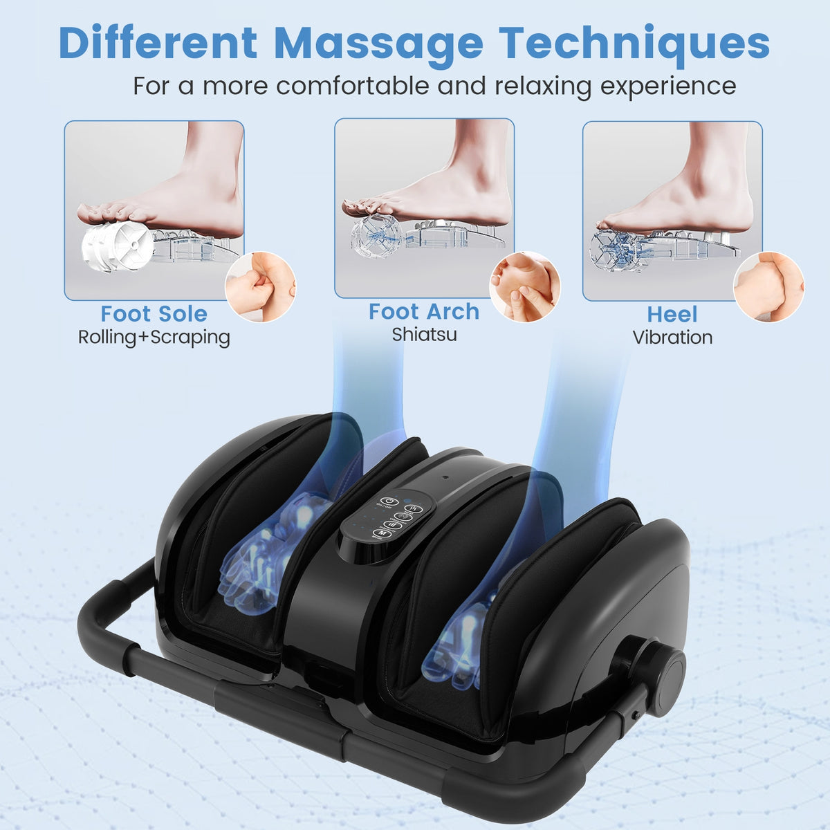 Foot and Calf Massager with Heat for Blood Circulation Pain Relief-Black-Foot Massager-DECOROLALA