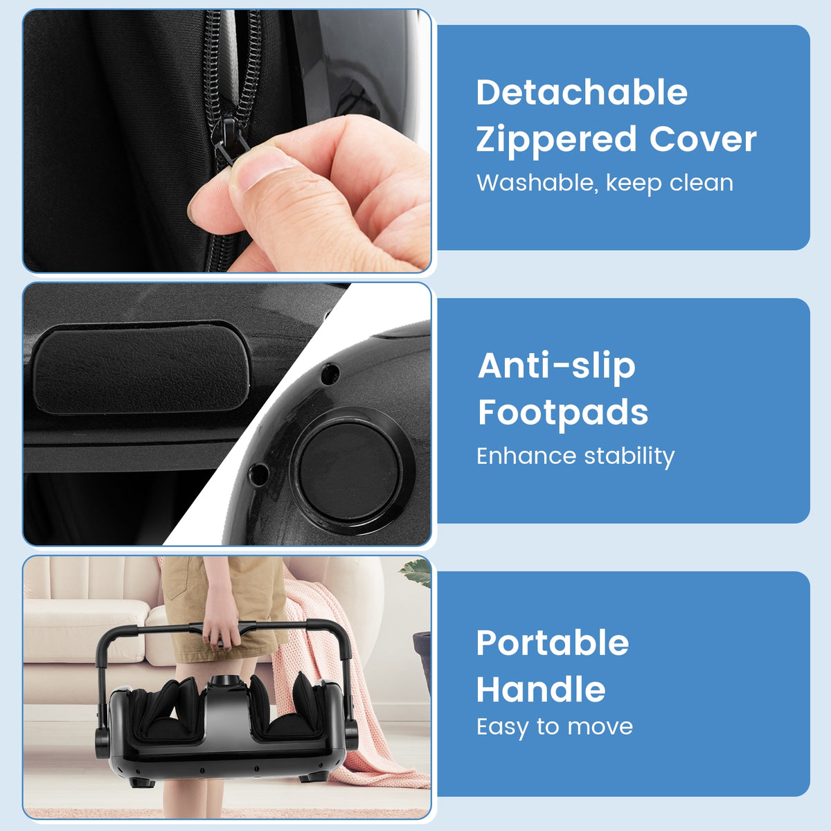 Foot and Calf Massager with Heat for Blood Circulation Pain Relief-Black-Foot Massager-DECOROLALA
