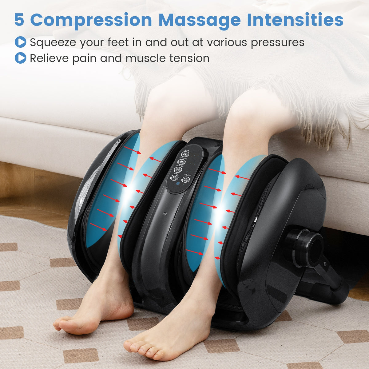 Foot and Calf Massager with Heat for Blood Circulation Pain Relief-Black-Foot Massager-DECOROLALA