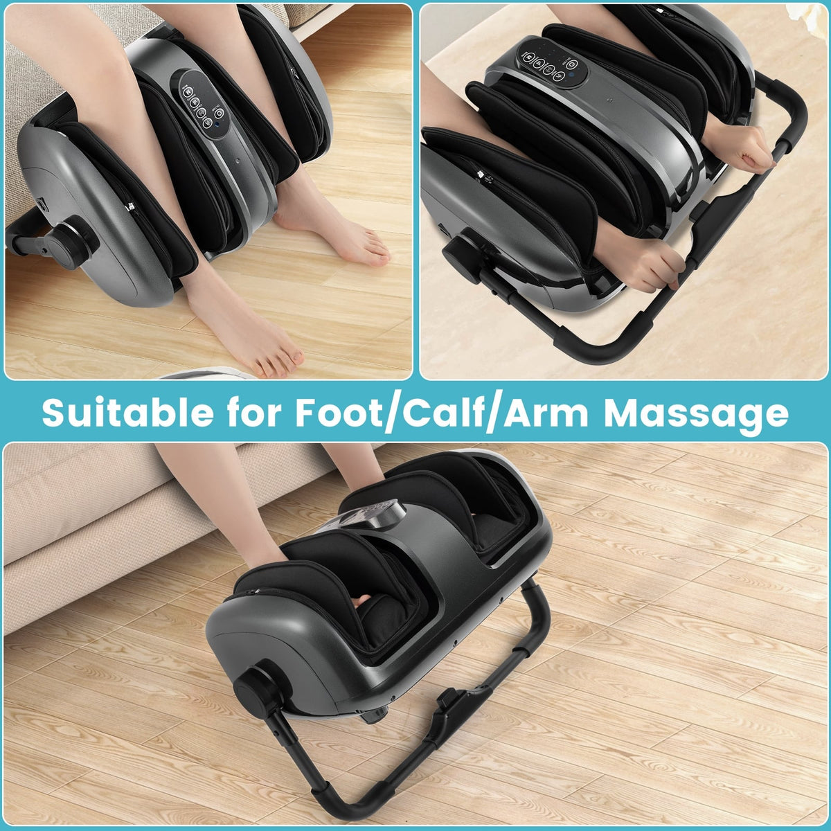 Foot and Calf Massager with Heat for Blood Circulation Pain Relief-Gray-Foot Massager-DECOROLALA