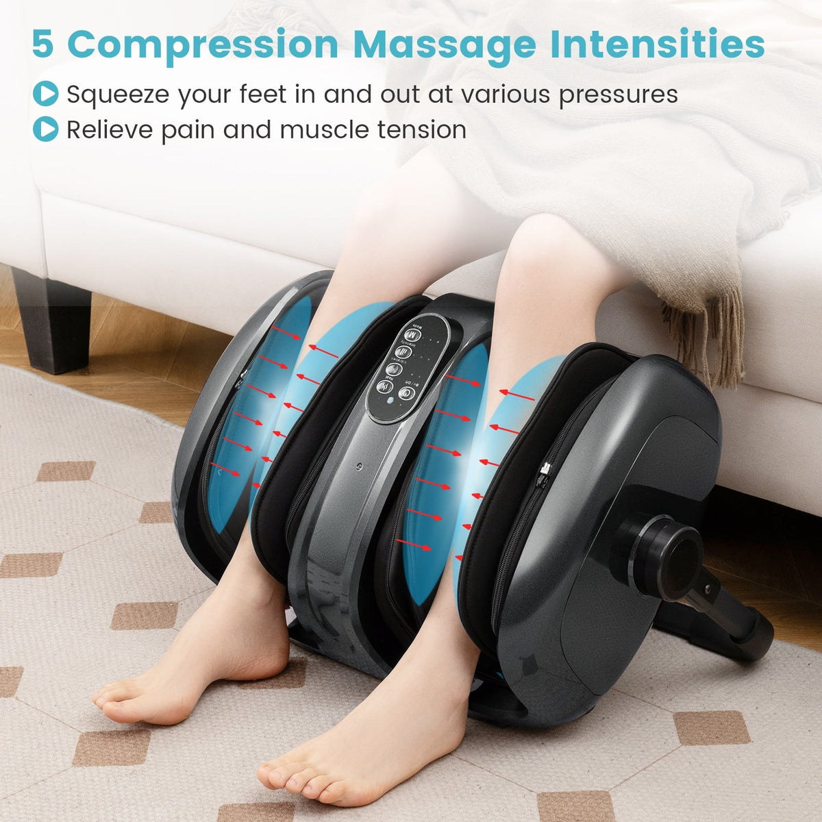 Foot and Calf Massager with Heat for Blood Circulation Pain Relief-Gray-Foot Massager-DECOROLALA