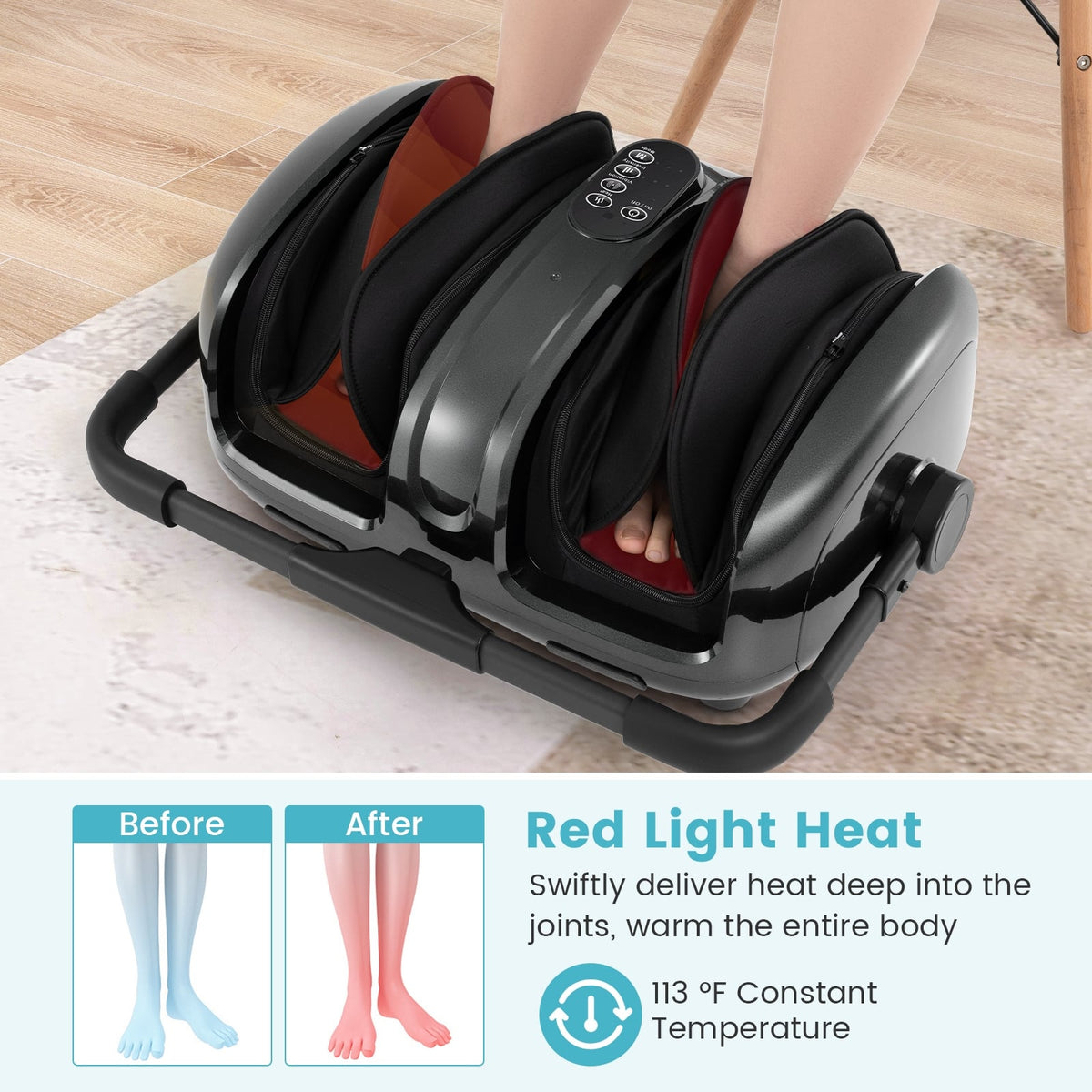 Foot and Calf Massager with Heat for Blood Circulation Pain Relief-Gray-Foot Massager-DECOROLALA