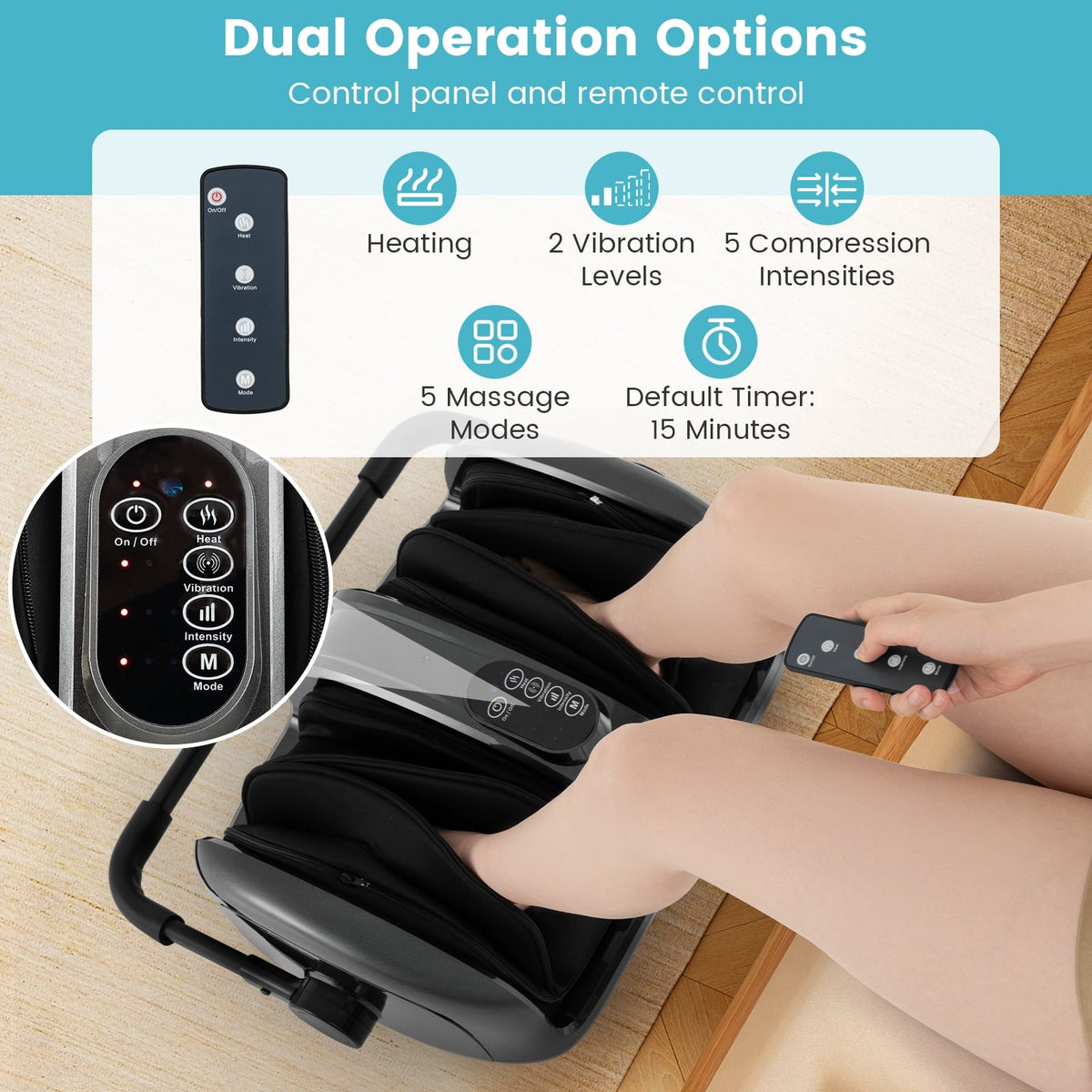 Foot and Calf Massager with Heat for Blood Circulation Pain Relief-Gray-Foot Massager-DECOROLALA