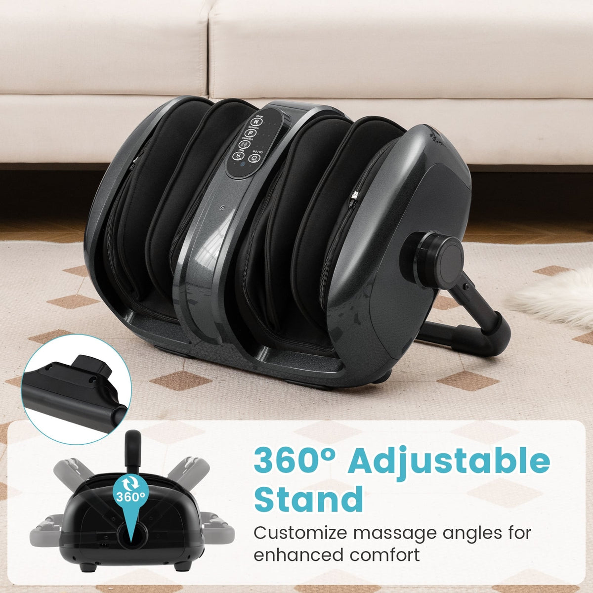 Foot and Calf Massager with Heat for Blood Circulation Pain Relief-Gray-Foot Massager-DECOROLALA