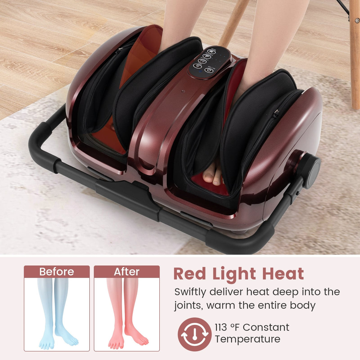 Foot and Calf Massager with Heat for Blood Circulation Pain Relief-Red-Foot Massager-DECOROLALA