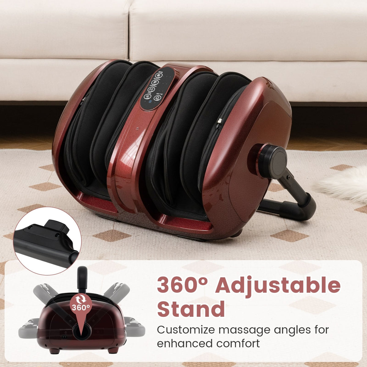 Foot and Calf Massager with Heat for Blood Circulation Pain Relief-Red-Foot Massager-DECOROLALA