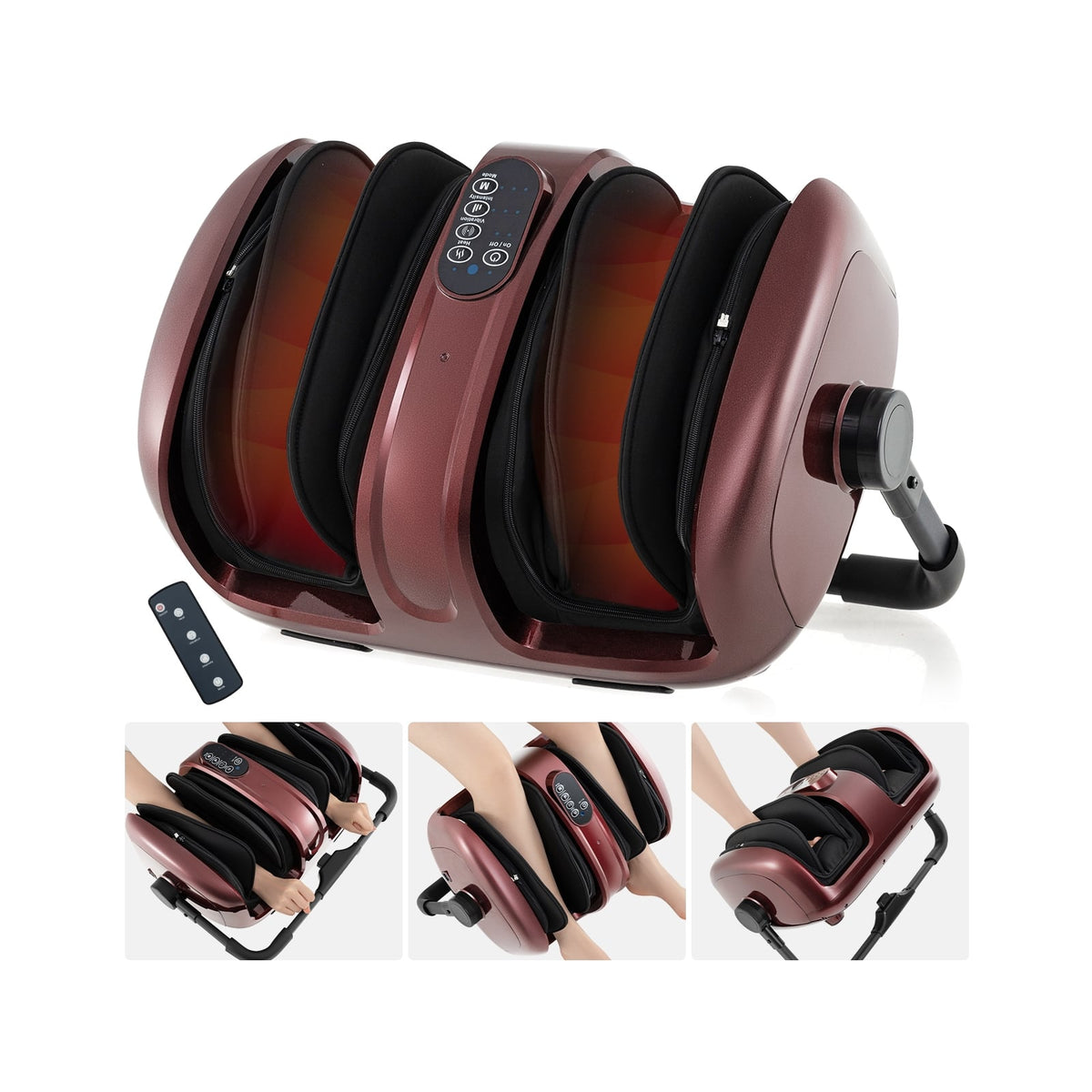 Foot and Calf Massager with Heat for Blood Circulation Pain Relief-Red-Foot Massager-DECOROLALA