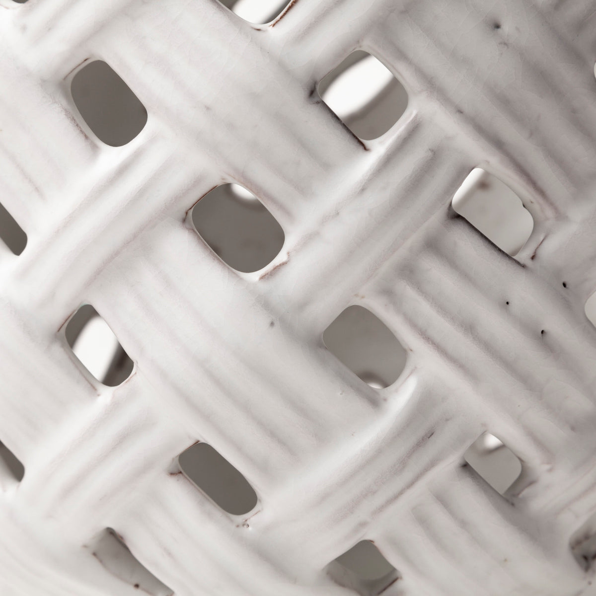 Forillon I Short White Glazed Lattice Pattern Vase-Vase-DECOROLALA