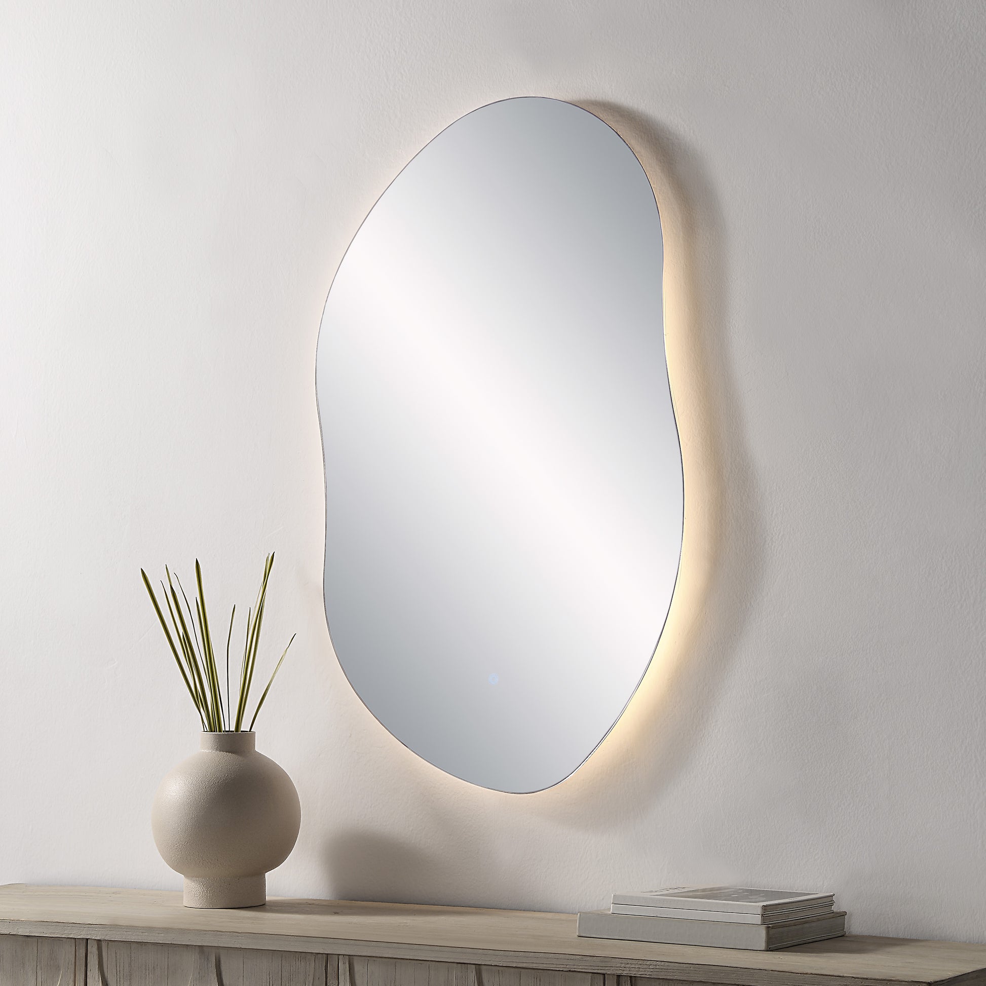 Forli 45" Tall Irregular LED Mirror, Clear-LED Mirror-DECOROLALA