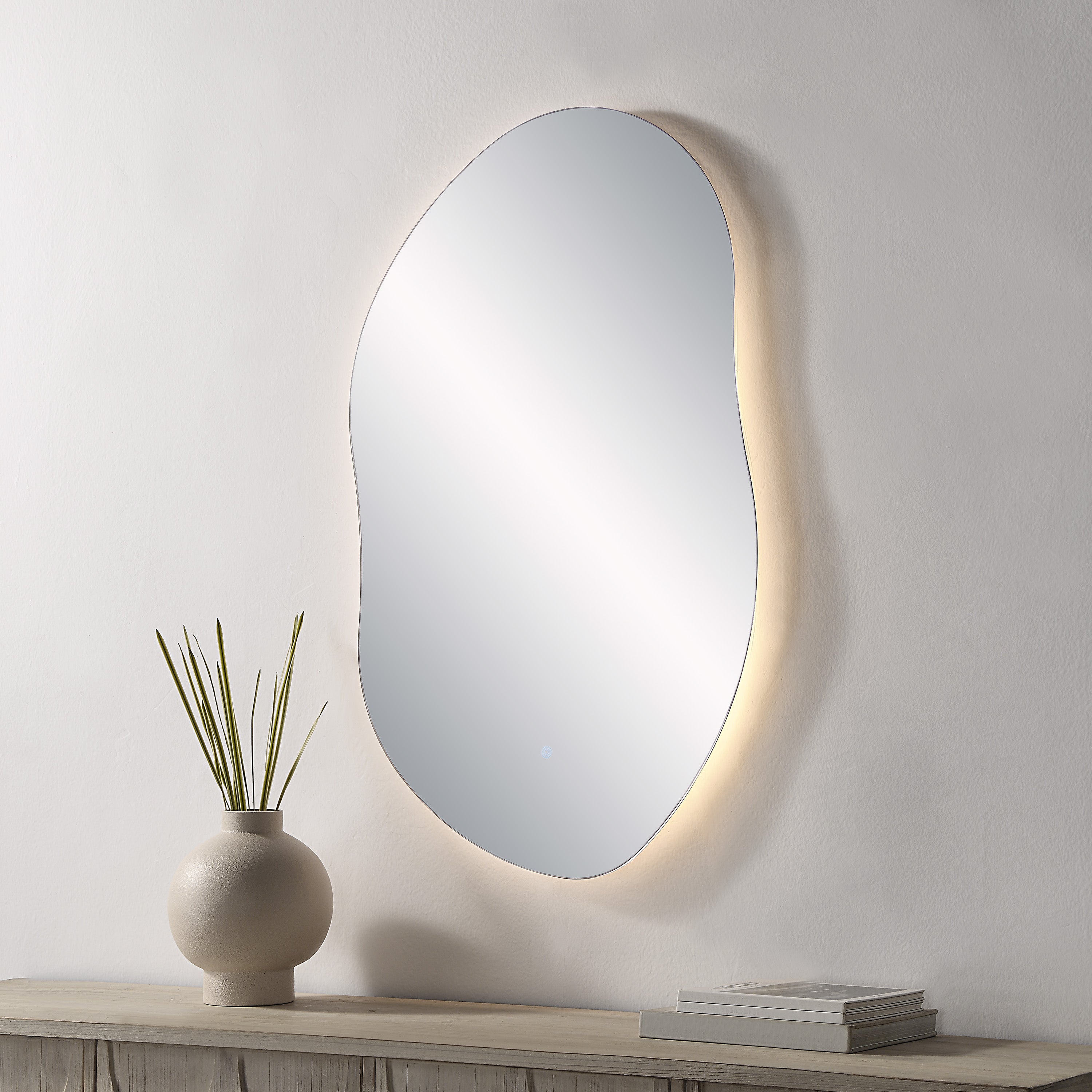 Forli 45" Tall Irregular LED Mirror, Clear-LED Mirror-DECOROLALA