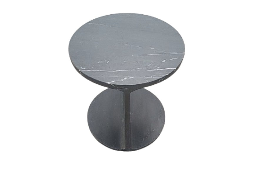 Forma Nero Marble Round Side Table-End and Side Tables-DECOROLALA