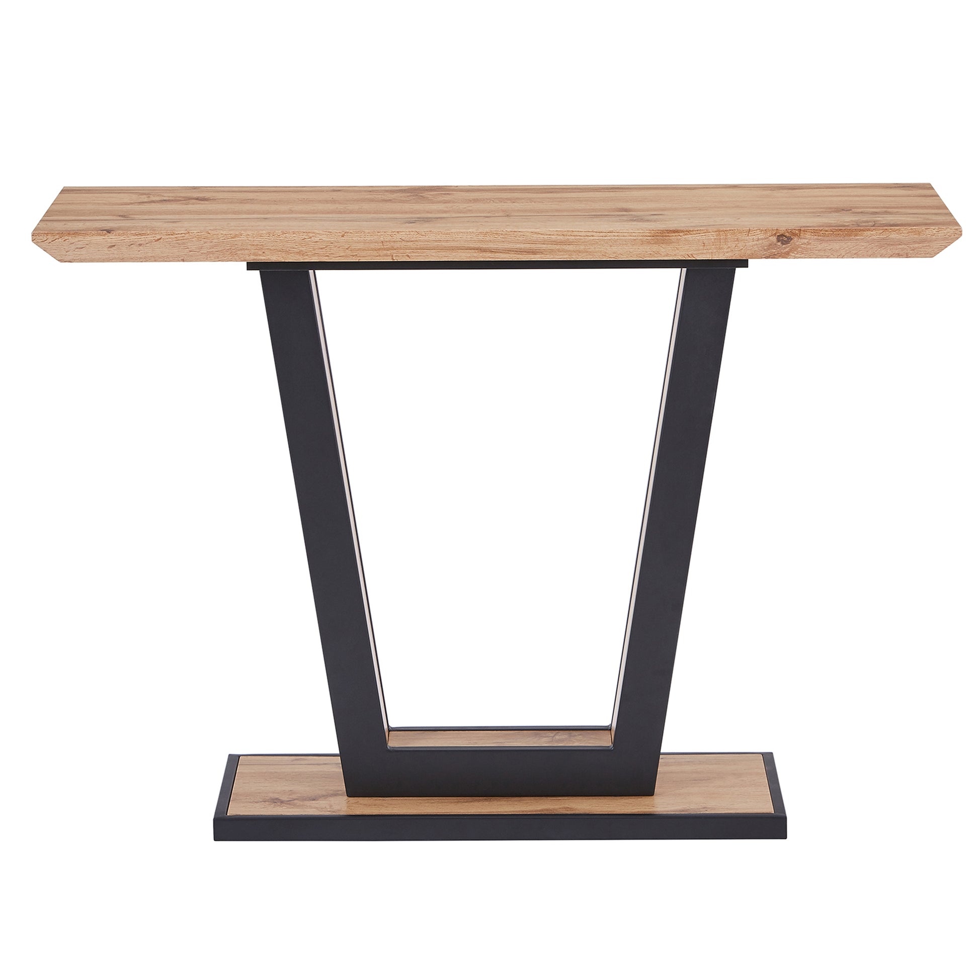 Forna Console Table - Natural Wood Grain Geometric Design-DECOROLALA