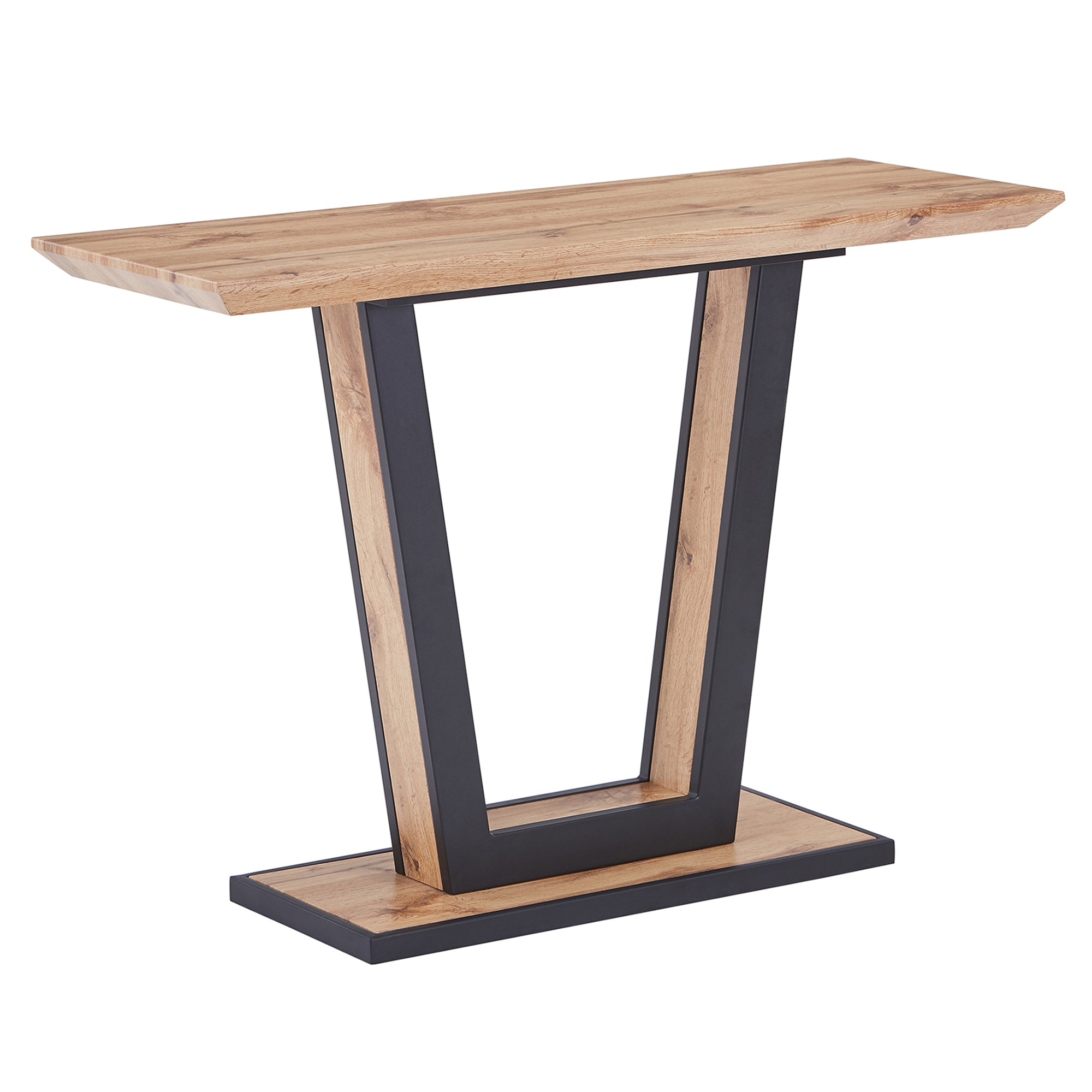 Forna Console Table - Natural Wood Grain Geometric Design-DECOROLALA