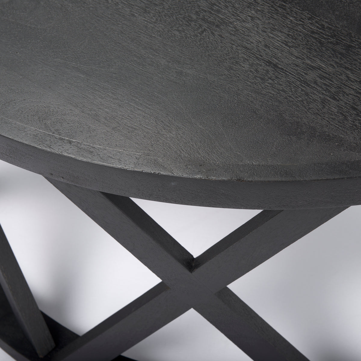 Forsey 28.0L x 45.3W x 18.0H Black Solid Wood Round Coffee Table-Coffee Tables-DECOROLALA