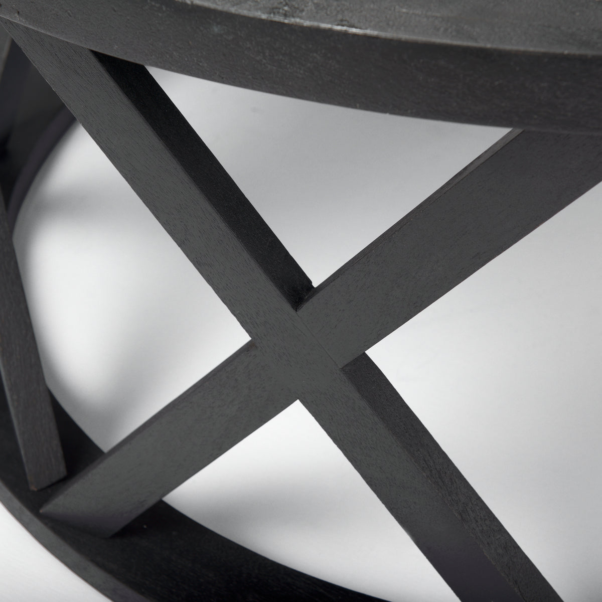 Forsey 28.0L x 45.3W x 18.0H Black Solid Wood Round Coffee Table-Coffee Tables-DECOROLALA