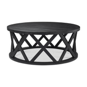 Forsey 28.0L x 45.3W x 18.0H Black Solid Wood Round Coffee Table-Coffee Tables-DECOROLALA