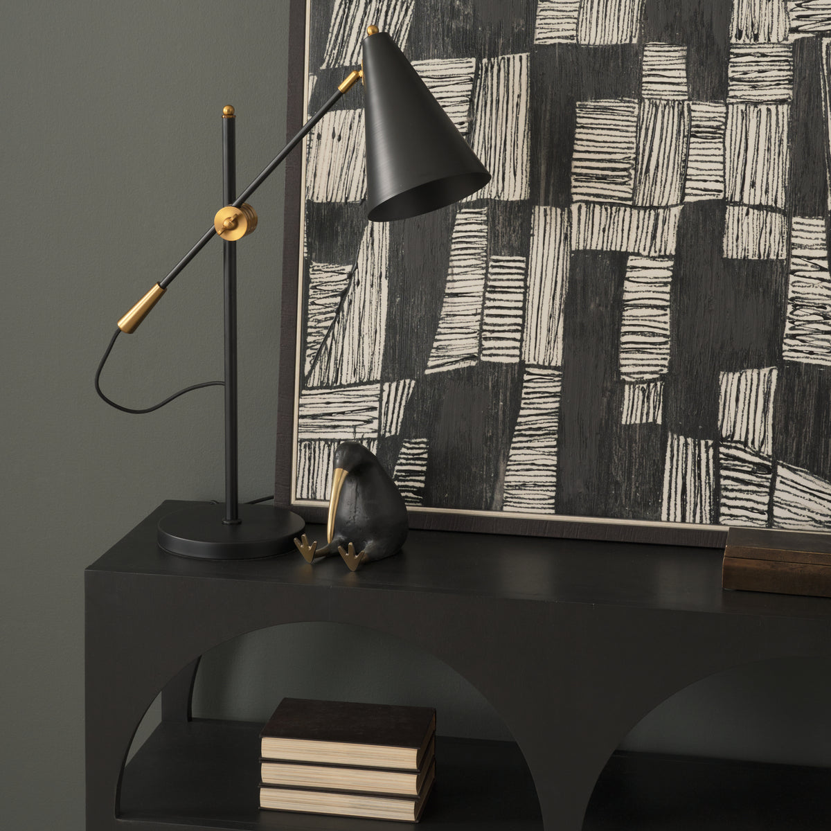 Fragon I (26"H) -Tone Metal Adjustable Cone Shade Table Lamp-Table Lamps-DECOROLALA