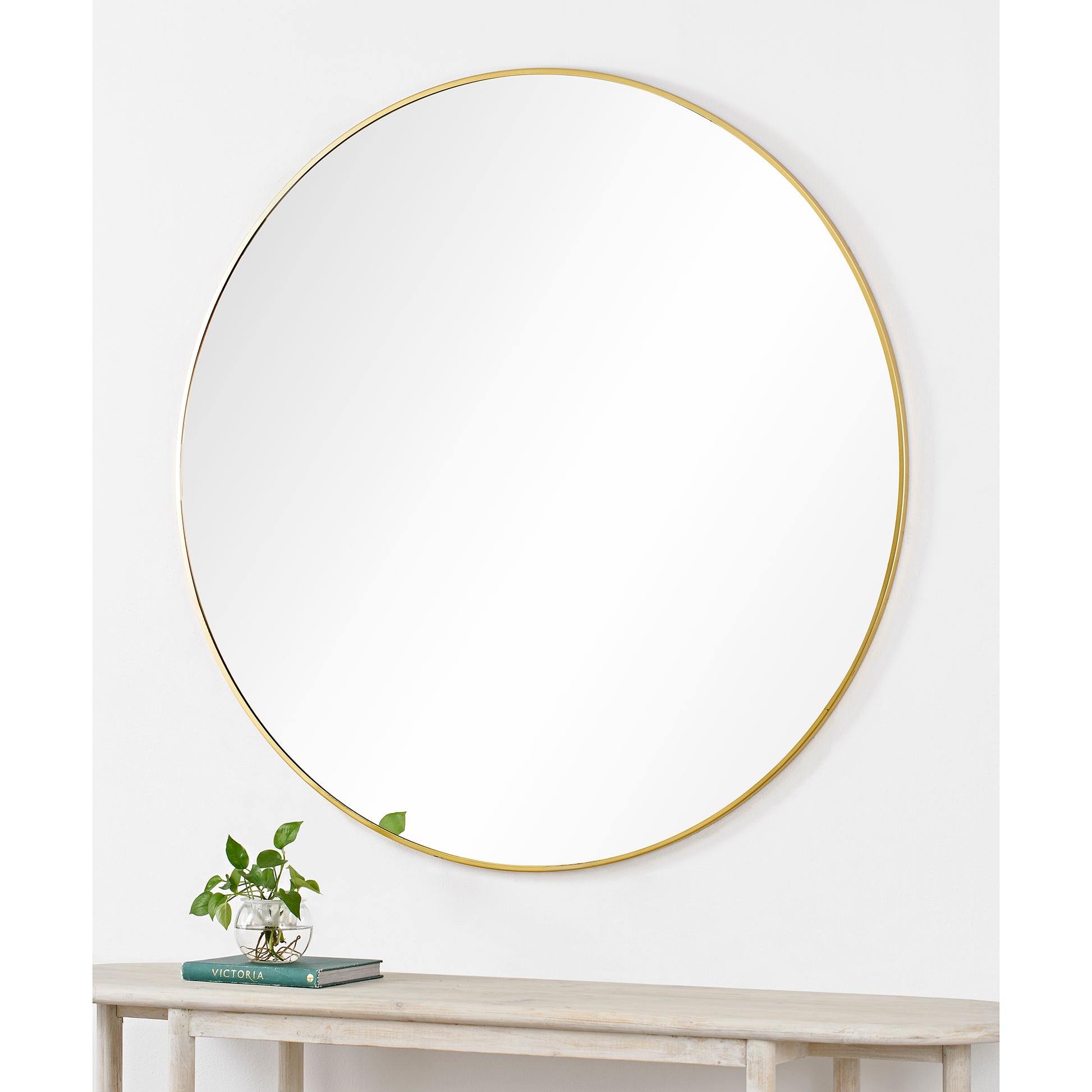 Fragoso 48" Tall Round Wall Mirror, Yellow-Mirror-DECOROLALA