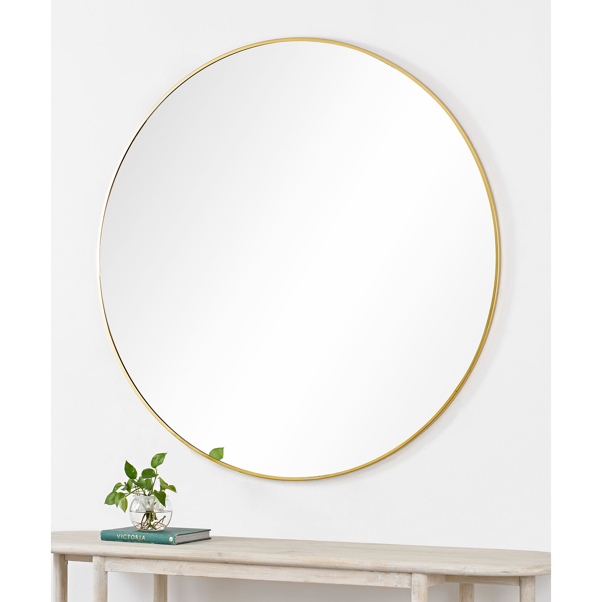 Fragoso 48" Tall Round Wall Mirror, Yellow-Mirror-DECOROLALA