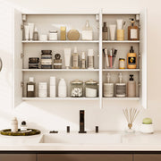 Frameless Bathroom Wall Mounted Mirror Cabinet with 3 Doors-Wall Cabinets-DECOROLALA
