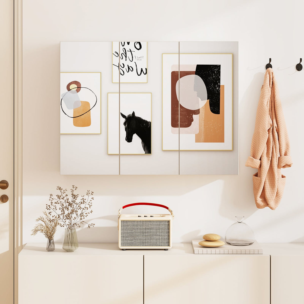 Frameless Bathroom Wall Mounted Mirror Cabinet with 3 Doors-Wall Cabinets-DECOROLALA
