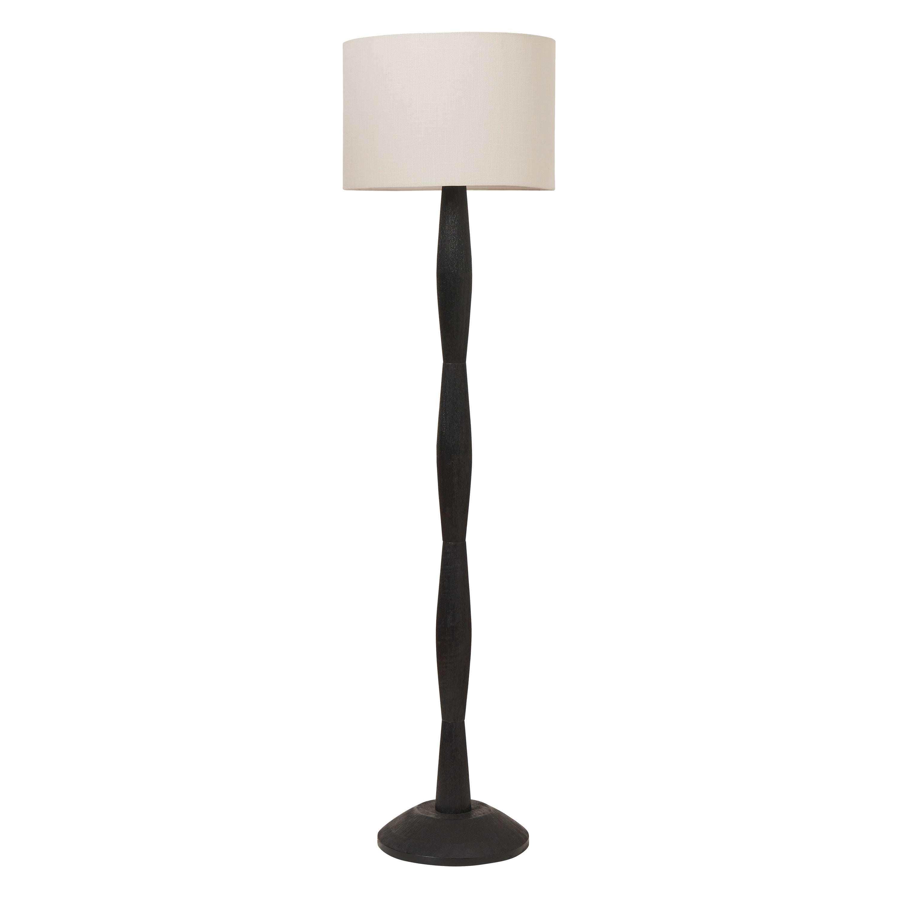 Francine 60" Floor Lamp with Mango Wood, Black-Floor Lamp-DECOROLALA