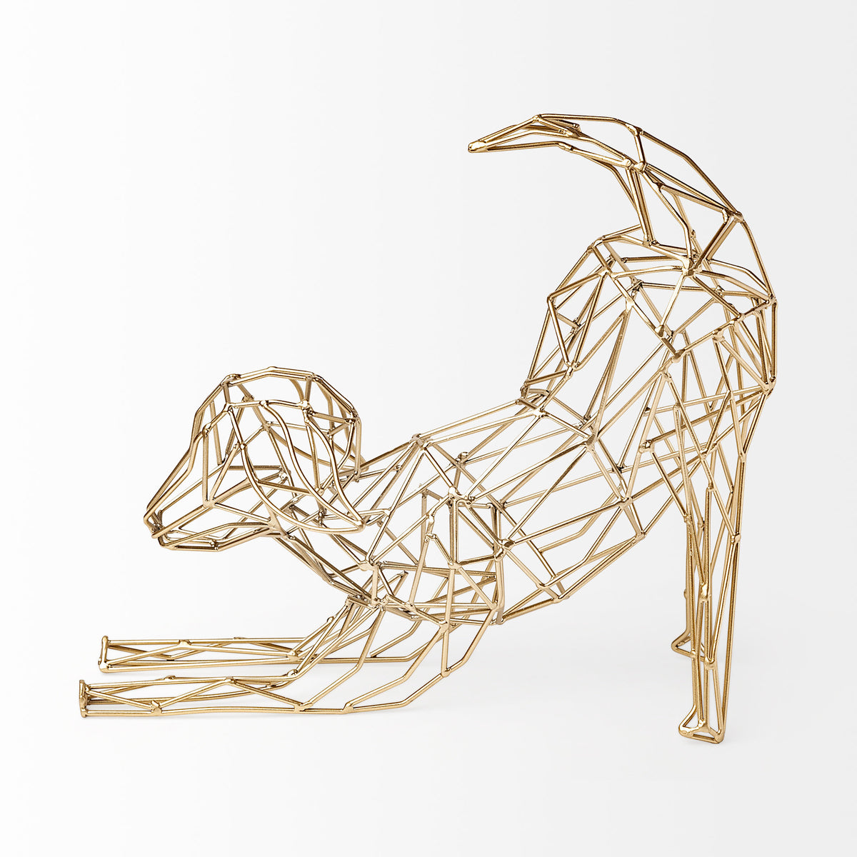 Frankie II Gold Wire Dog Decor - 13"L x 6"W Matte Finish-Objects-DECOROLALA