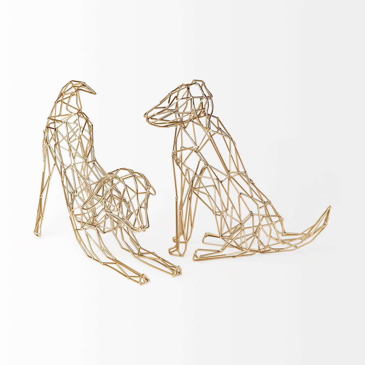 Frankie II Gold Wire Dog Decor - 13"L x 6"W Matte Finish-Objects-DECOROLALA