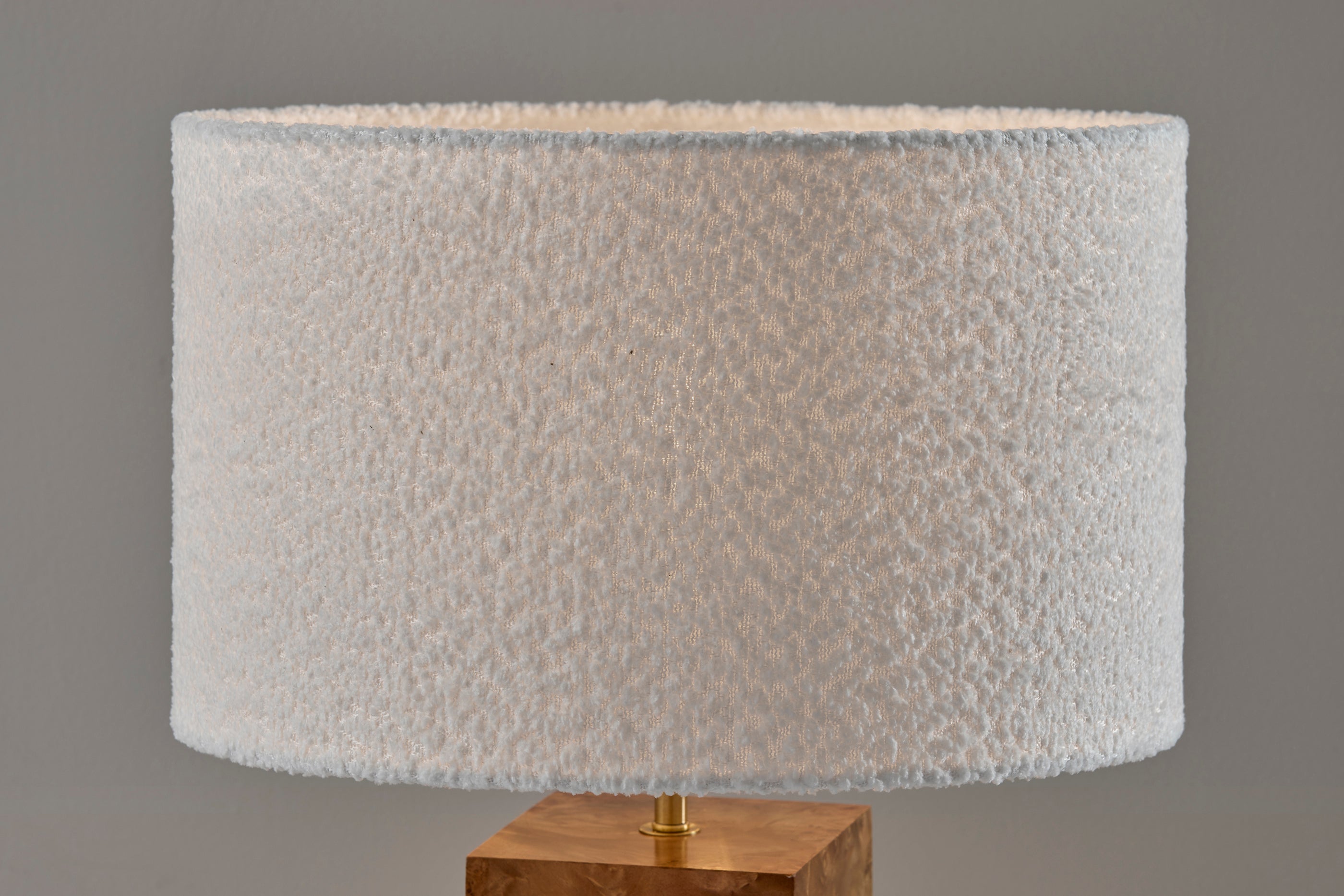 Frederick Table Lamp - White Boucle Shade Wood Base-Lighting-DECOROLALA