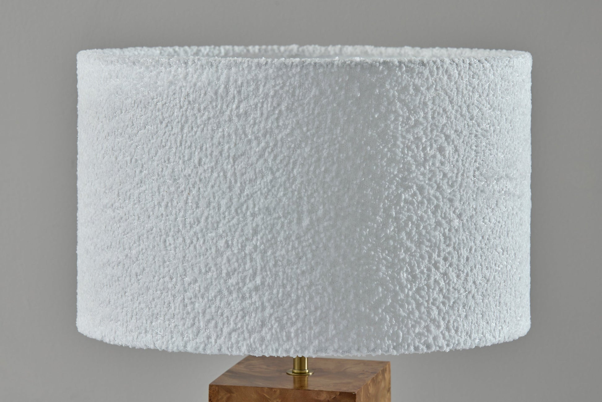 Frederick Table Lamp - White Boucle Shade Wood Base-Lighting-DECOROLALA