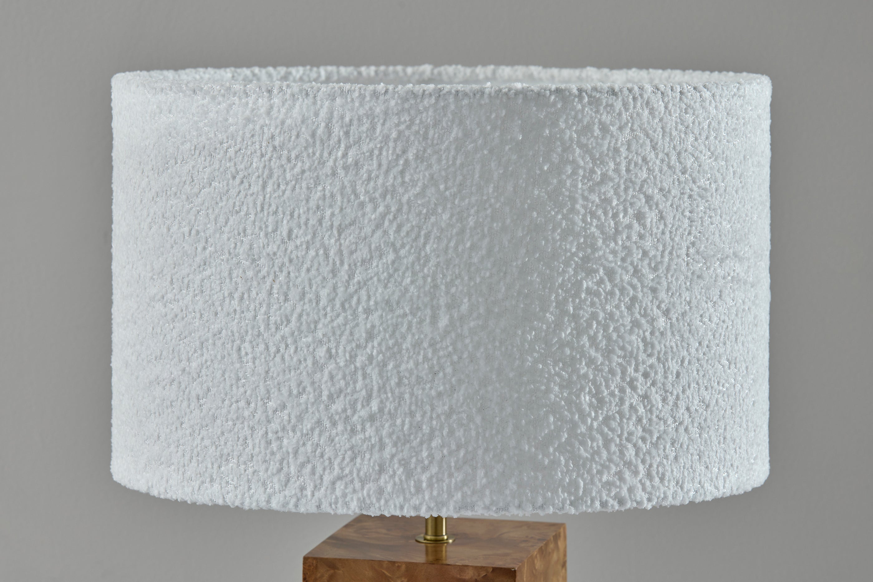 Frederick Table Lamp - White Boucle Shade Wood Base-Lighting-DECOROLALA