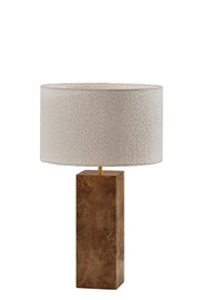 Frederick Table Lamp - White Boucle Shade Wood Base-Lighting-DECOROLALA